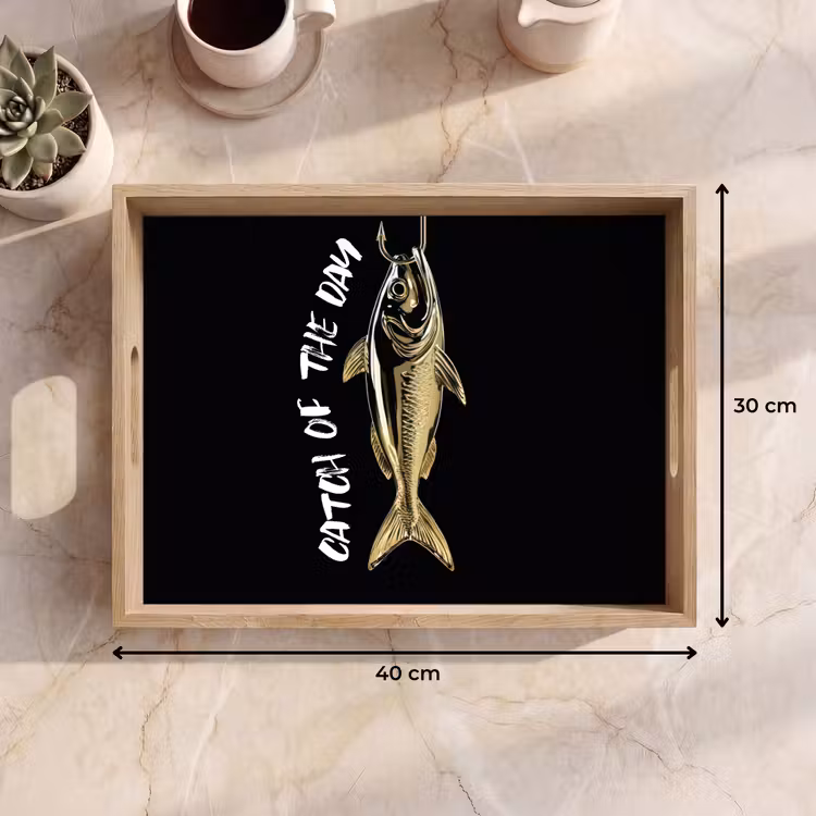 Vassoio - Pesce - Nero - Oro - Testo — 7
