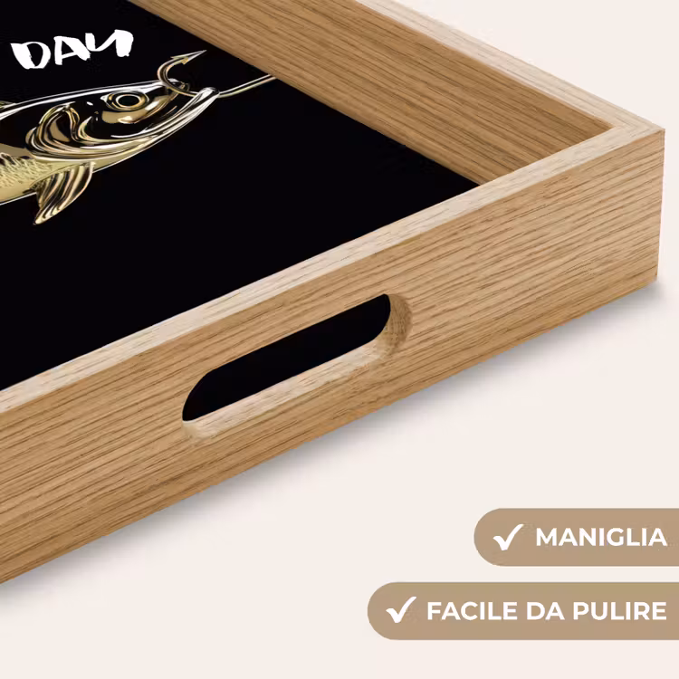 Vassoio - Pesce - Nero - Oro - Testo — 8