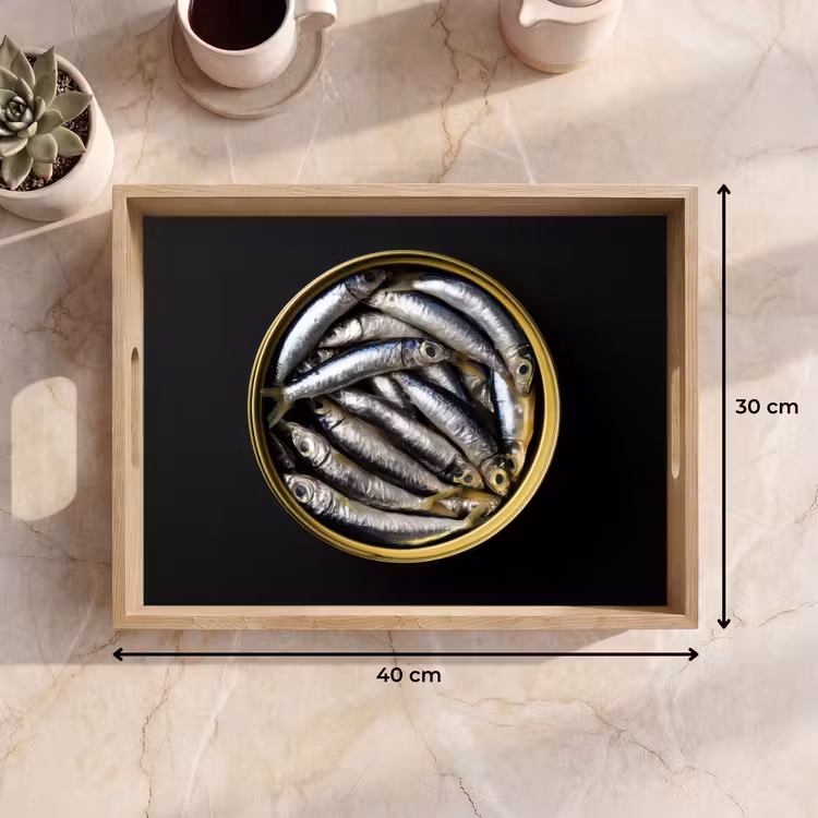Vassoio - Sardine - Pesce - Rotondo - Nero — 7