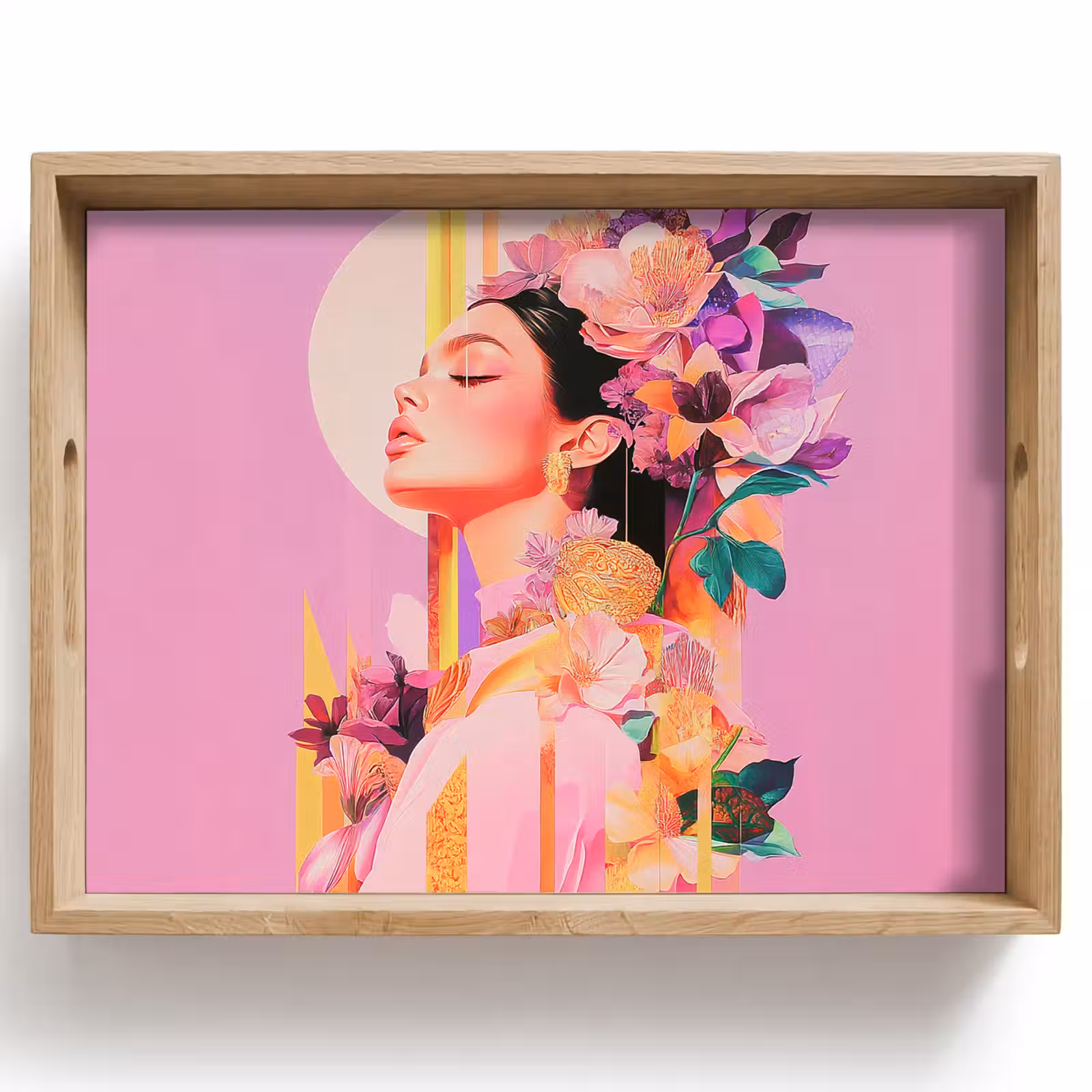 Vassoio - Donna - Fiori - Viola - Astratto — 1