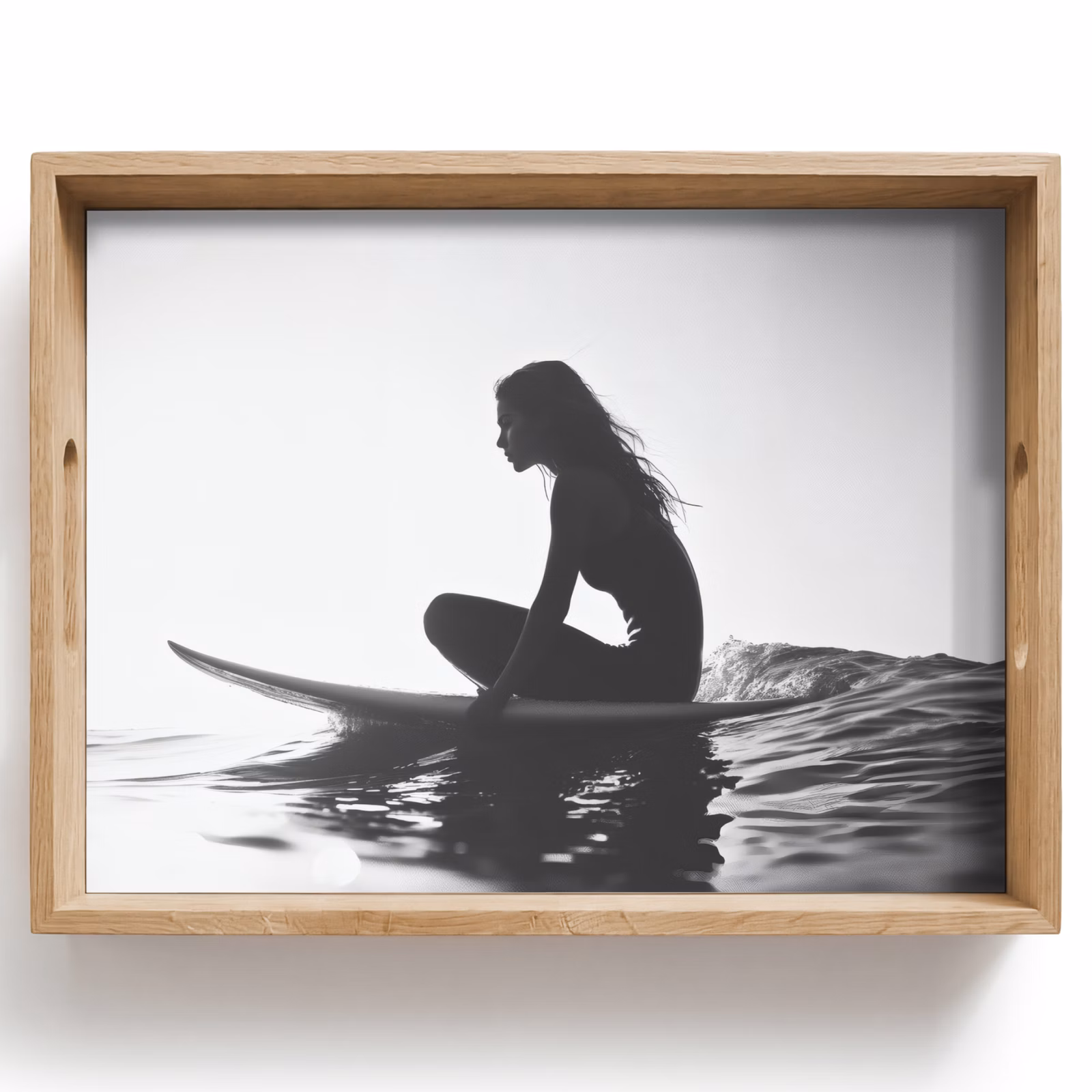 Vassoio - Silhouette - Donna - Tavola da surf - Acqua — 1