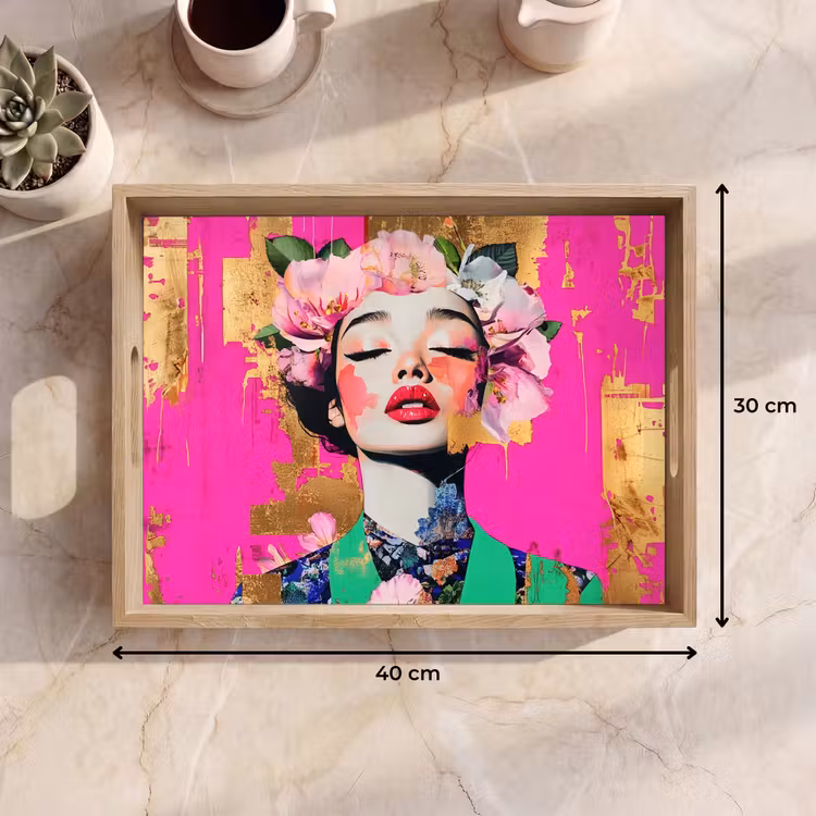 Vassoio - Corona di fiori - Oro - Donna - Ritratto — 7