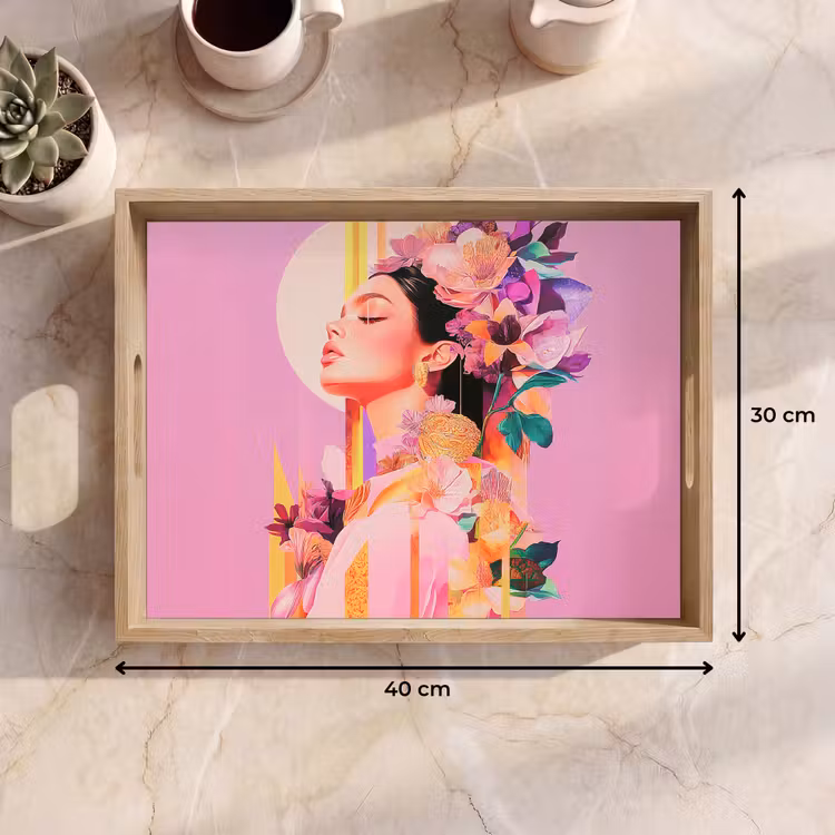 Vassoio - Donna - Fiori - Viola - Astratto — 7