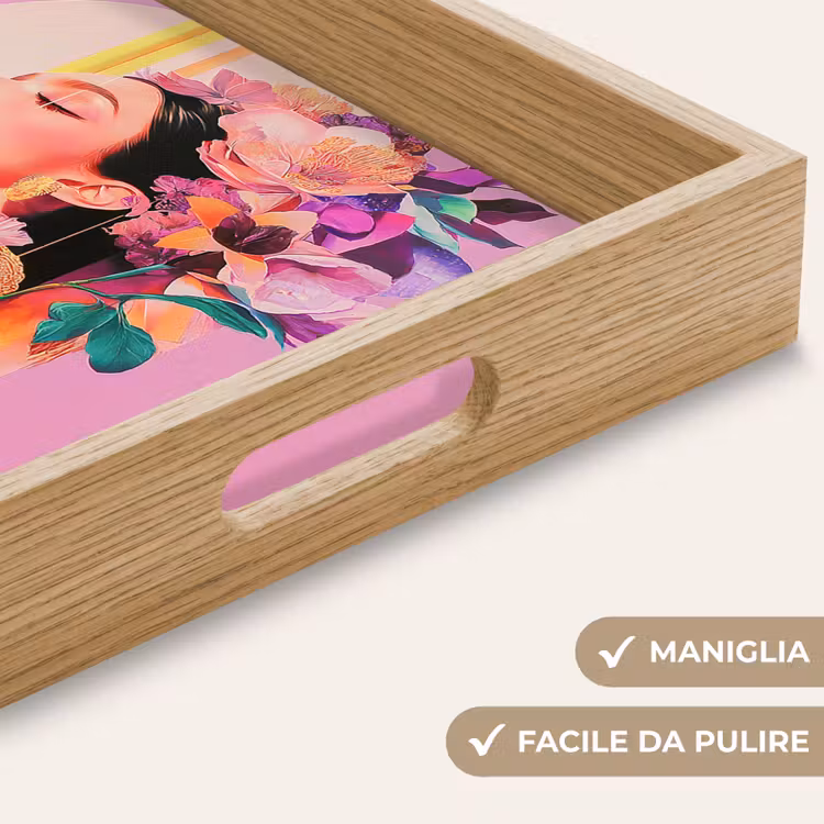 Vassoio - Donna - Fiori - Viola - Astratto — 8