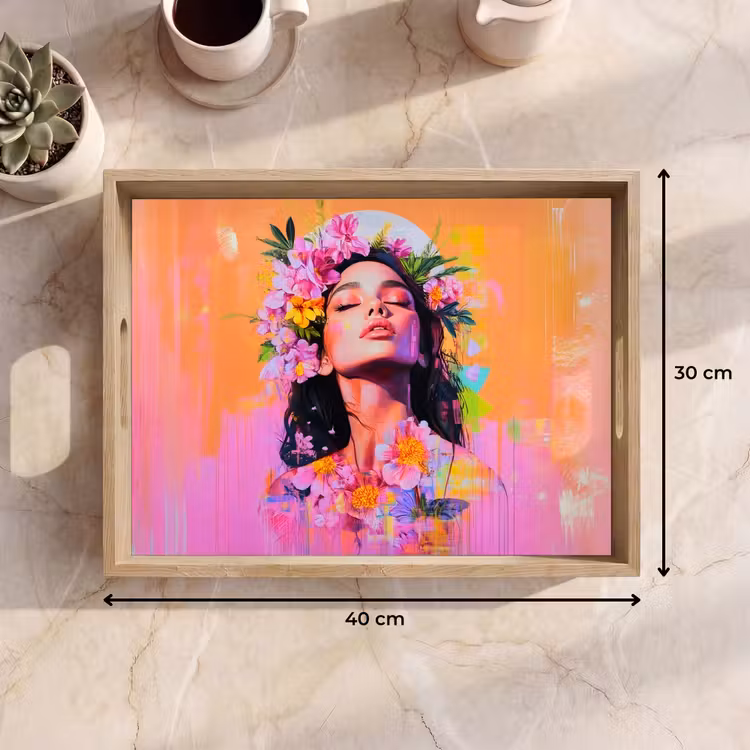 Vassoio - Ritratto - Corona di fiori - Donna — 7