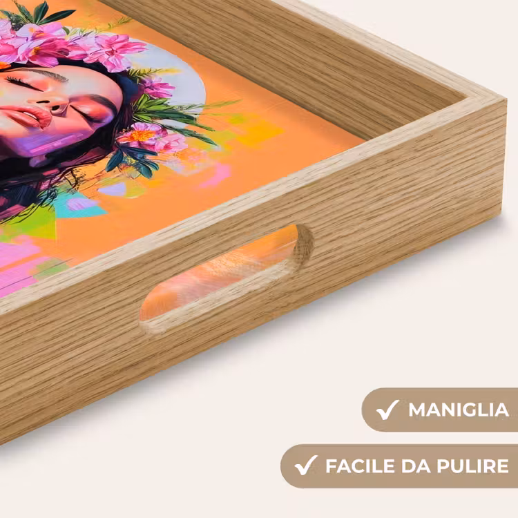 Vassoio - Ritratto - Corona di fiori - Donna — 8