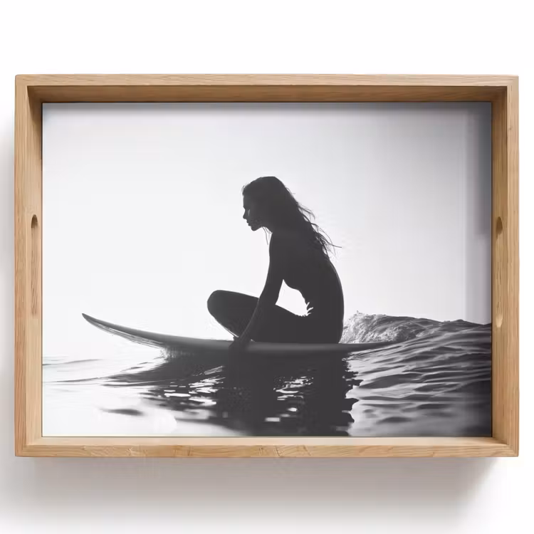 Vassoio - Silhouette - Donna - Tavola da surf - Acqua — 1