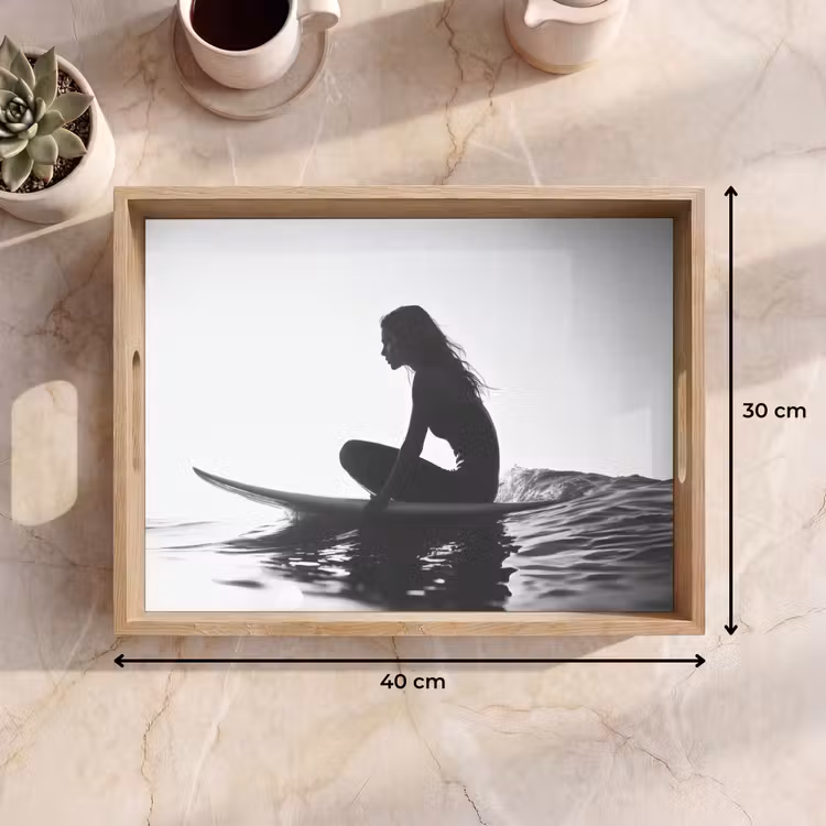Vassoio - Silhouette - Donna - Tavola da surf - Acqua — 7