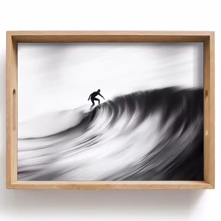Vassoio - Surfer - Onda - Sbiadito - Nero — 1