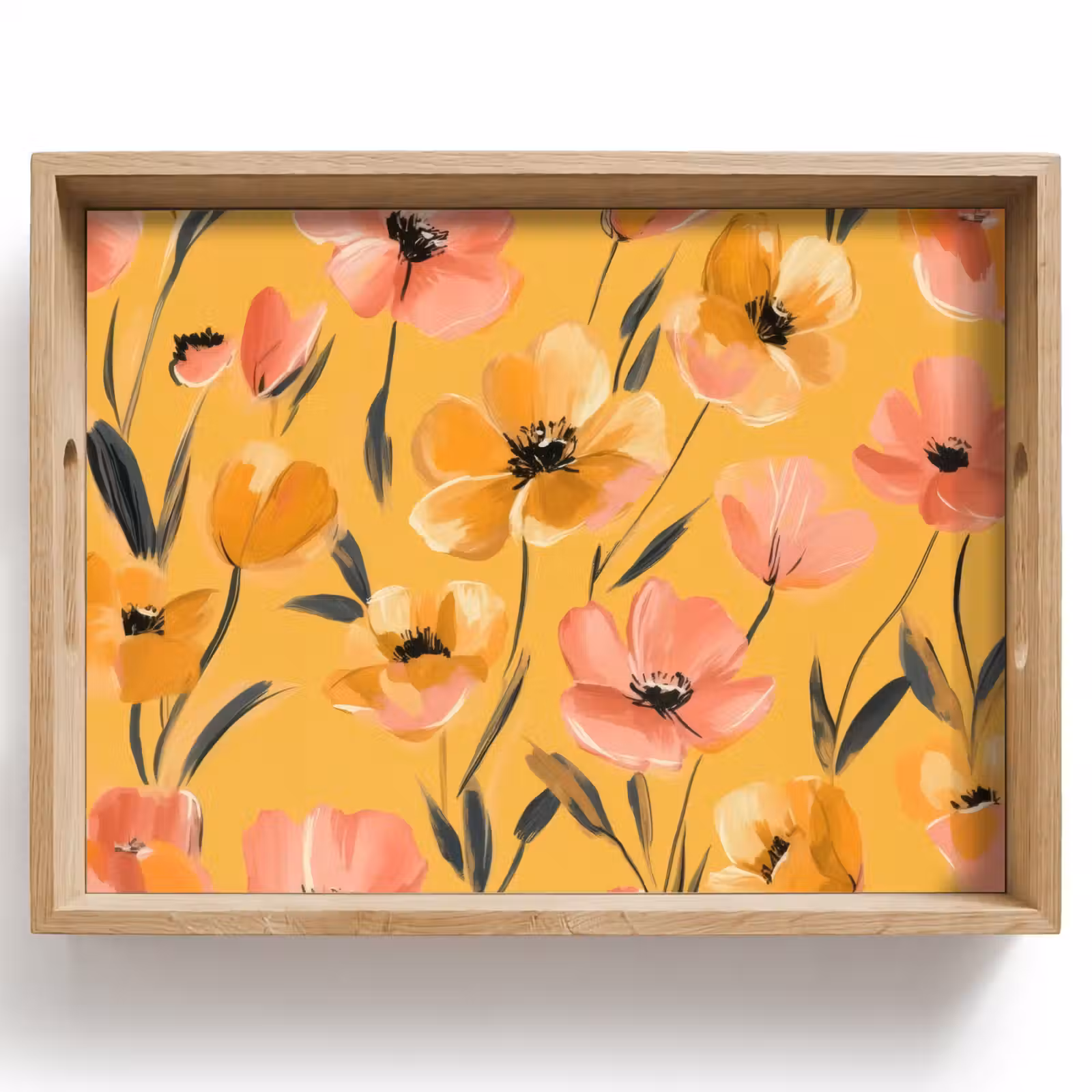 Vassoio - Fiori - Dipinti - Giallo — 1