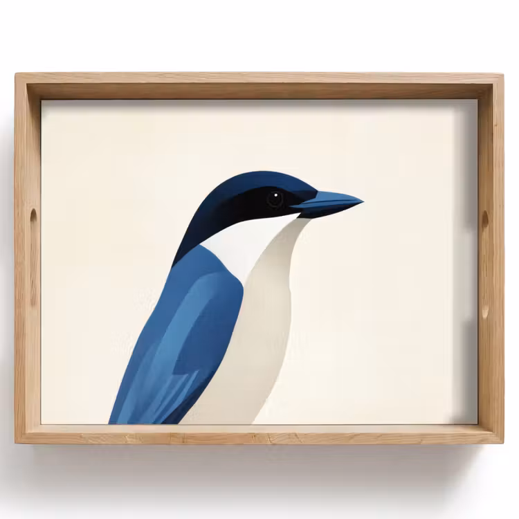 Vassoio - Illustrazione - Blu - Uccello — 1