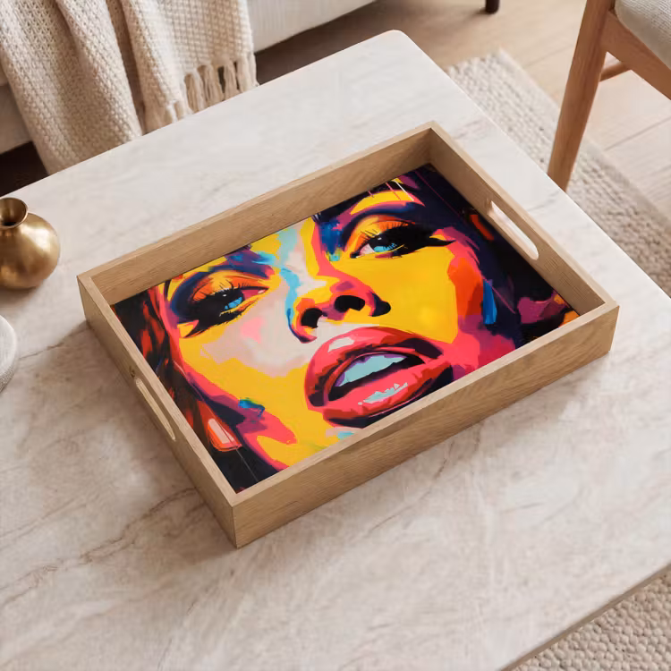 Vassoio - Donna - Viso - Colorato — 2