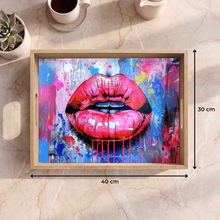 Vassoio - Graffiti - Labbra - Rosa acceso - Dipinto — 7