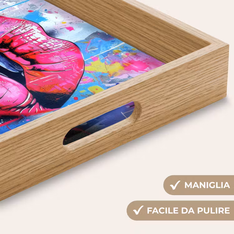 Vassoio - Graffiti - Labbra - Rosa acceso - Dipinto — 8