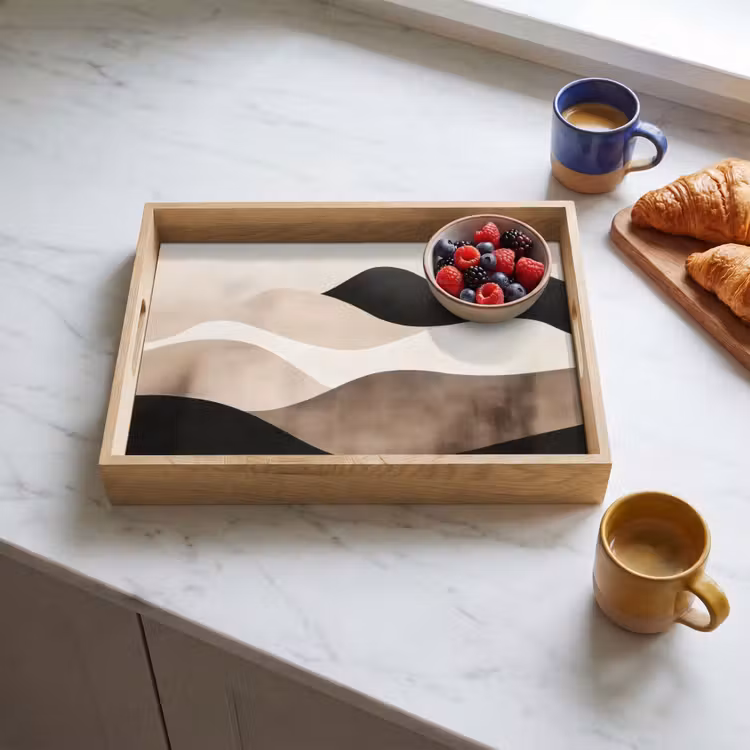 Vassoio - Astratto - Paesaggio - Onde - Colore crema — 3