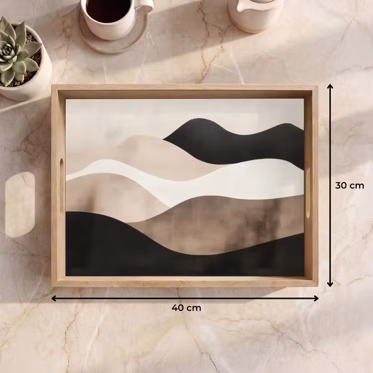 Vassoio - Astratto - Paesaggio - Onde - Colore crema — 7