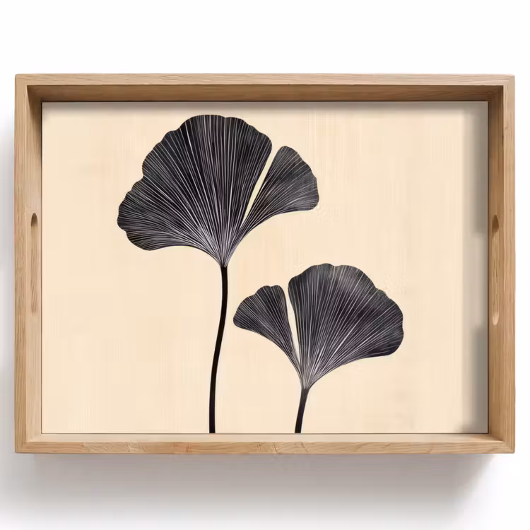 Vassoio - Foglie - Minimalista - Nero — 1