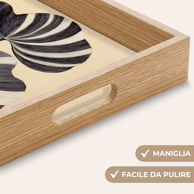 Vassoio - Nero - Foglie - Strisce - Minimalista — 8