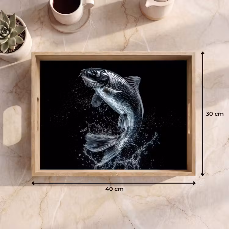 Vassoio - Pesce - Koi - Nero - Acqua — 7