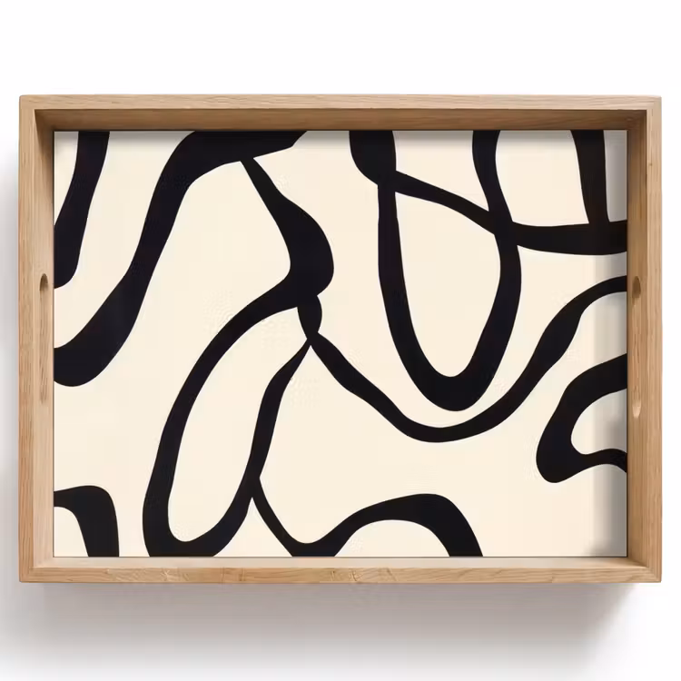 Vassoio - Astratto - Linee - Moderno - Beige — 1