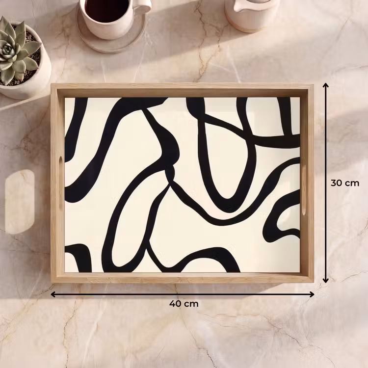Vassoio - Astratto - Linee - Moderno - Beige — 7
