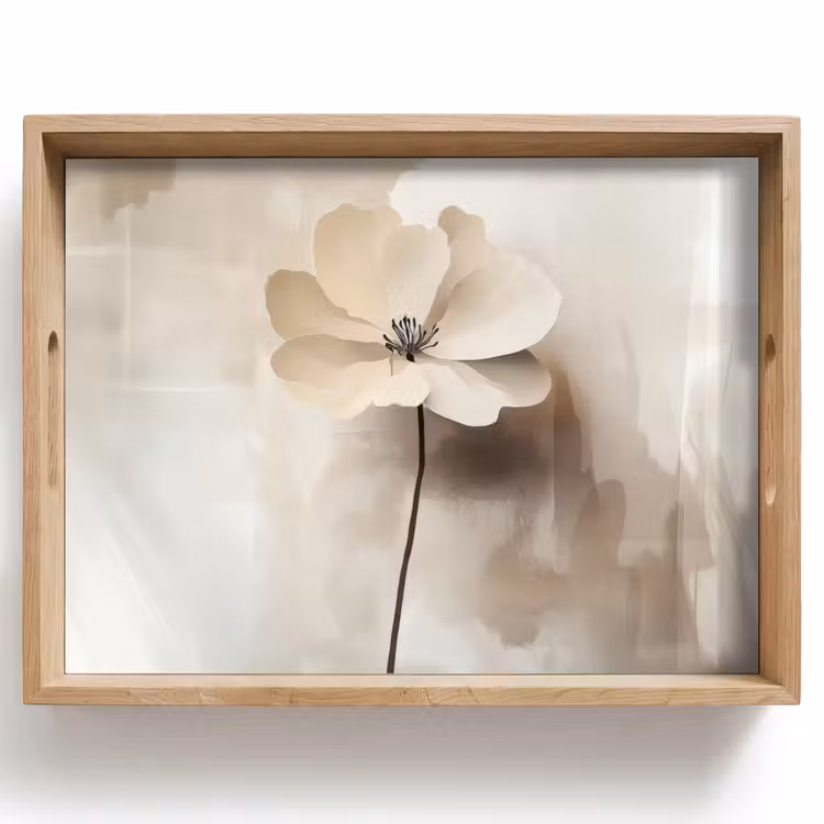 Vassoio - Fiore - Beige - Vernice - Ombra — 1