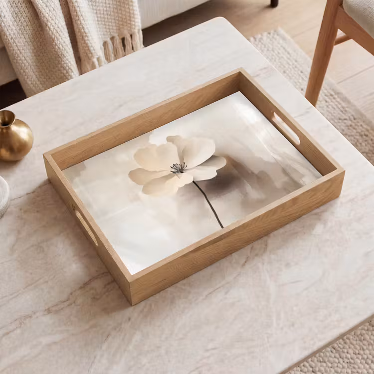 Vassoio - Fiore - Beige - Vernice - Ombra — 2