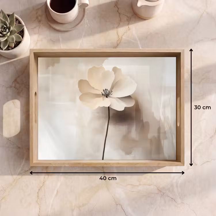 Vassoio - Fiore - Beige - Vernice - Ombra — 7