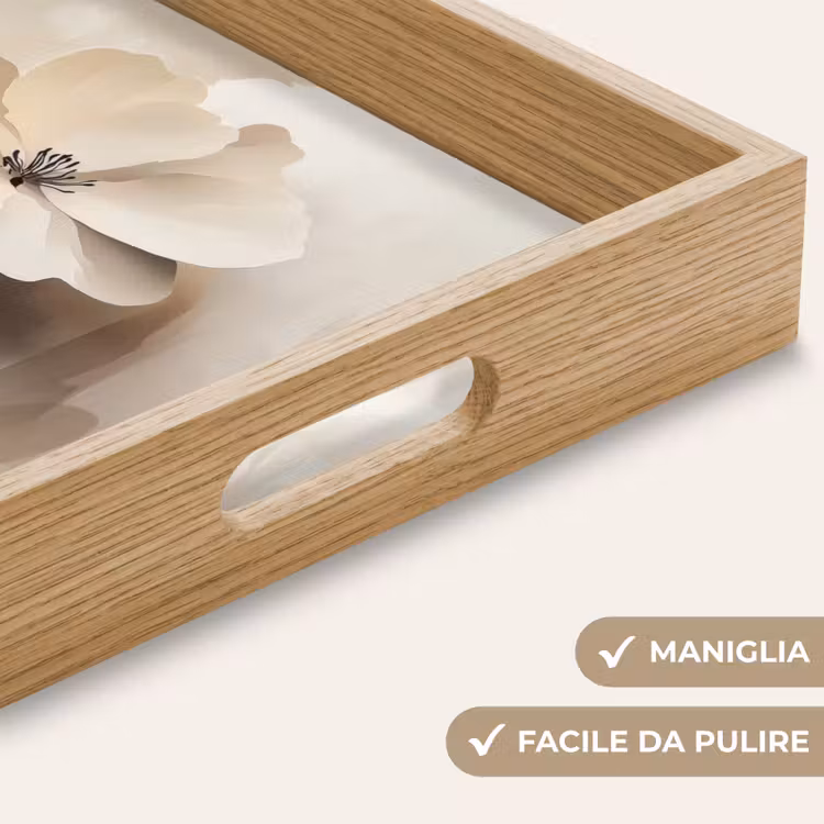 Vassoio - Fiore - Beige - Vernice - Ombra — 8
