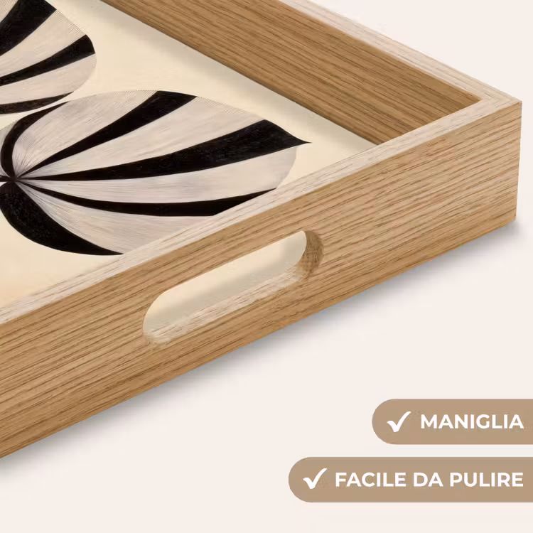Vassoio - Foglie - A righe - Stelo - Beige — 8