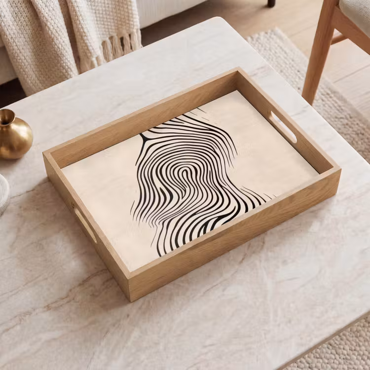 Vassoio - Linee - Astratte - Ondulate - Nero — 2