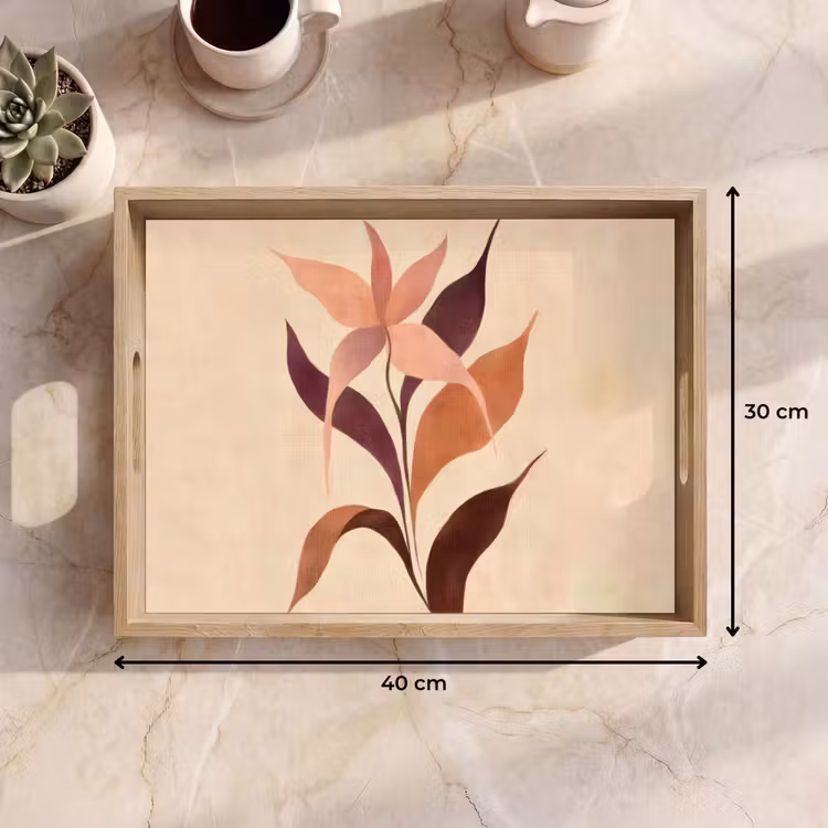 Vassoio - Minimalista - Fiore - Foglie - Beige — 7