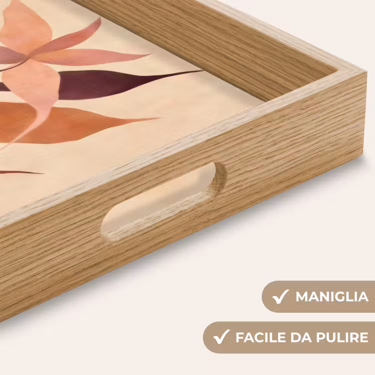 Vassoio - Minimalista - Fiore - Foglie - Beige — 8