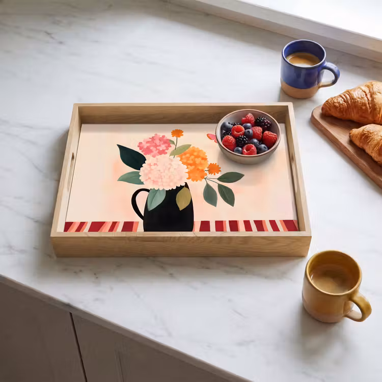 Vassoio - Vaso - Fiori - Farfalla - Rosso — 3