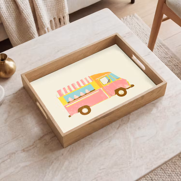 Vassoio - Carrello dei gelati - Retrò - Gelati morbidi - Rosa — 2