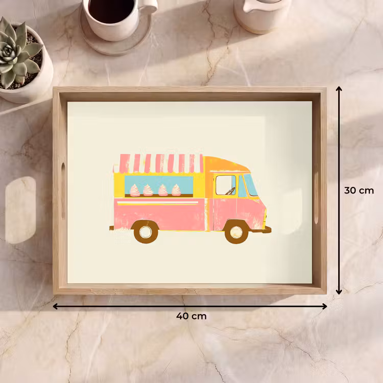 Vassoio - Carrello dei gelati - Retrò - Gelati morbidi - Rosa — 7