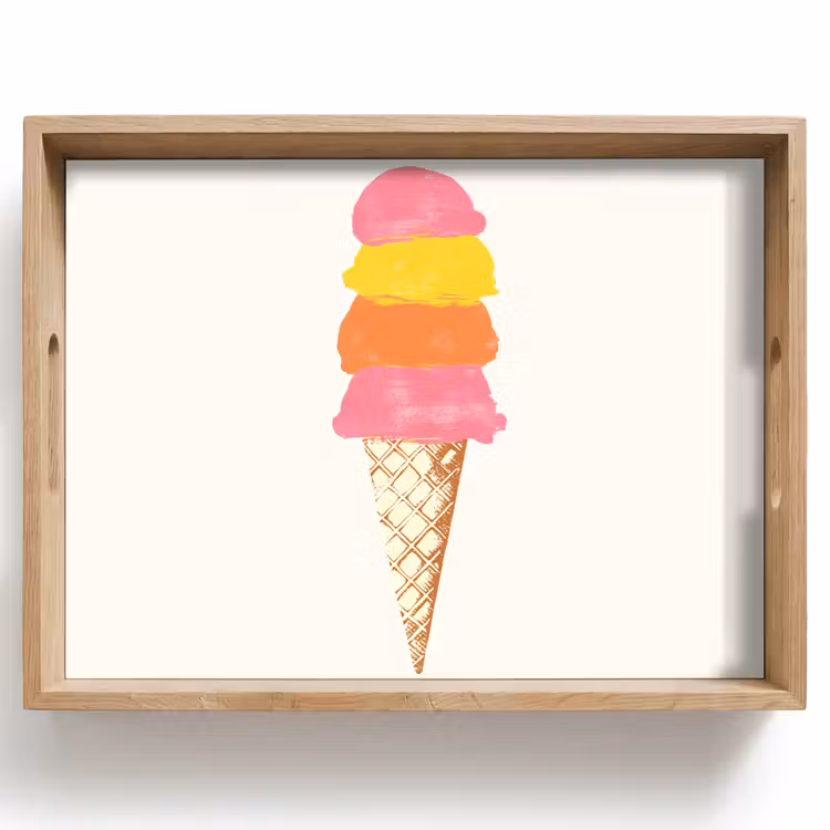 Vassoio - Gelato a cucchiaiate - Corna - Illustrazione - Minimalista — 1