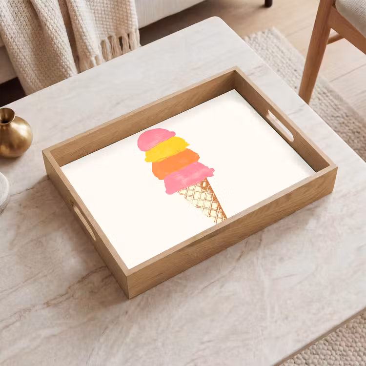 Vassoio - Gelato a cucchiaiate - Corna - Illustrazione - Minimalista — 2