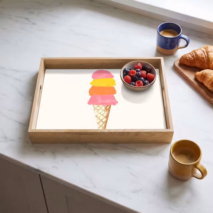 Vassoio - Gelato a cucchiaiate - Corna - Illustrazione - Minimalista — 3