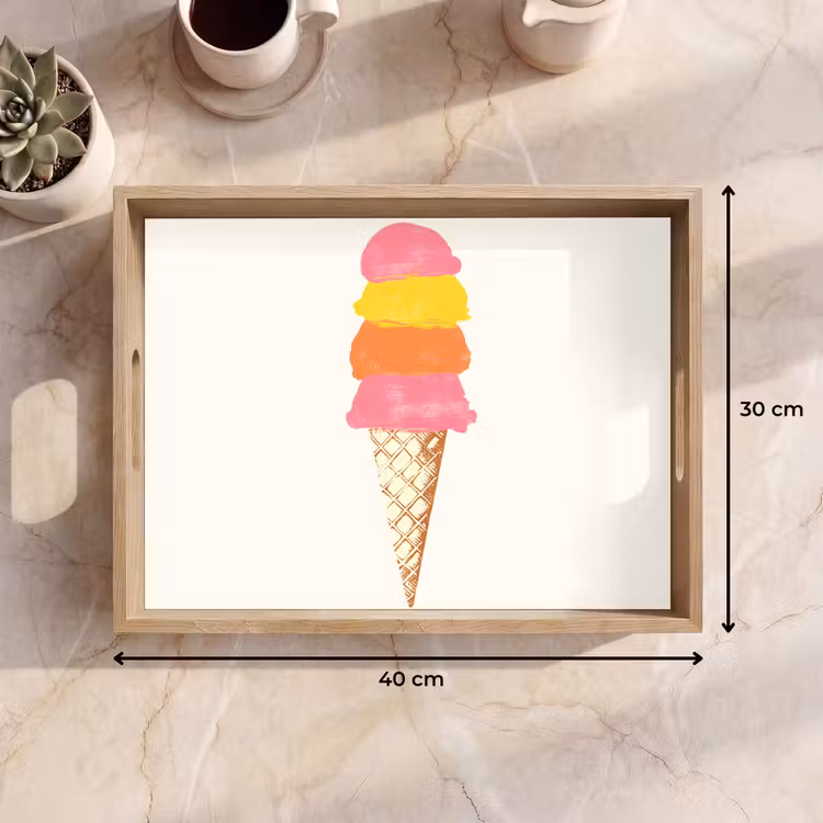 Vassoio - Gelato a cucchiaiate - Corna - Illustrazione - Minimalista — 7