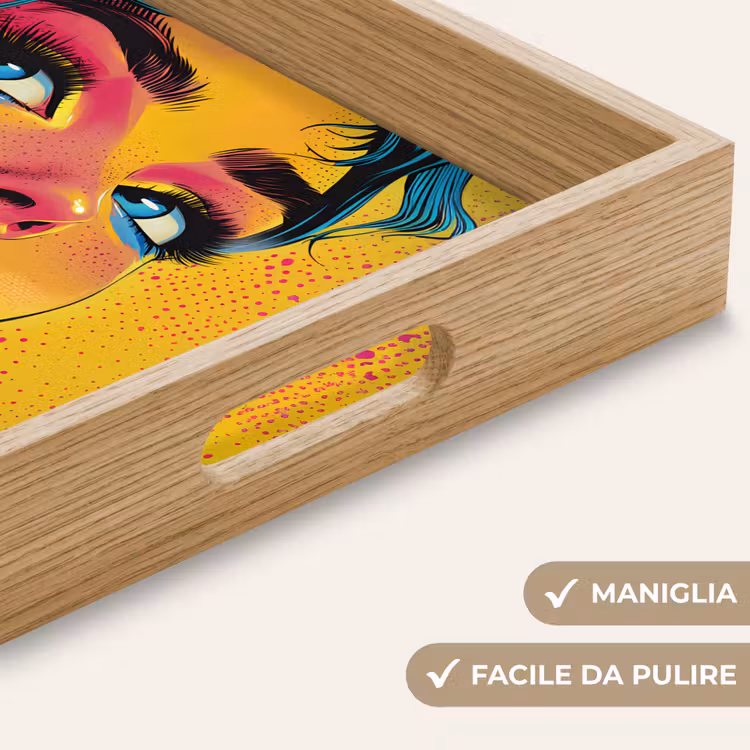 Vassoio - Primo piano - Viso di donna - Pois - Giallo — 8