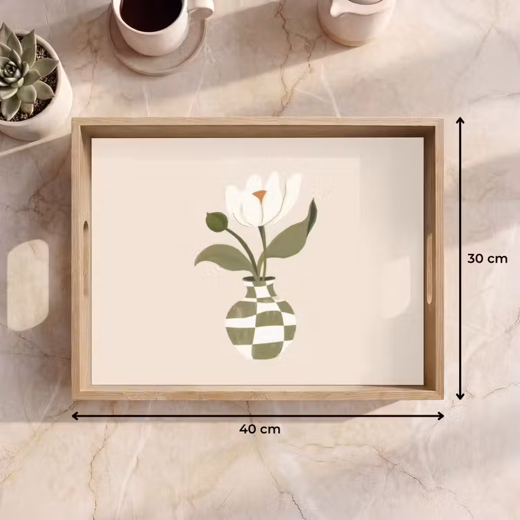 Vassoio - Vaso - A scacchi - Fiore - Verde — 7