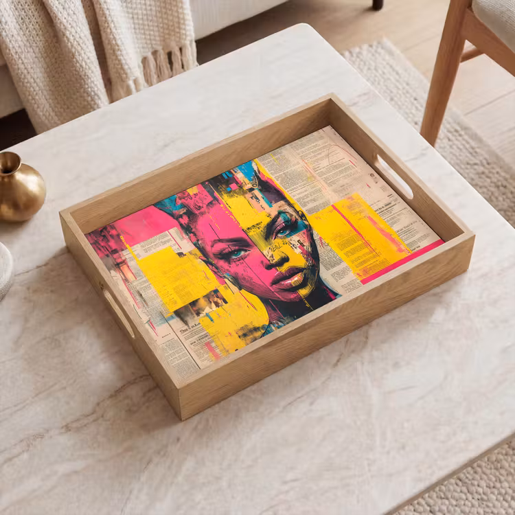 Vassoio - Volto di donna - Stampa - Astratto - Rosa — 2