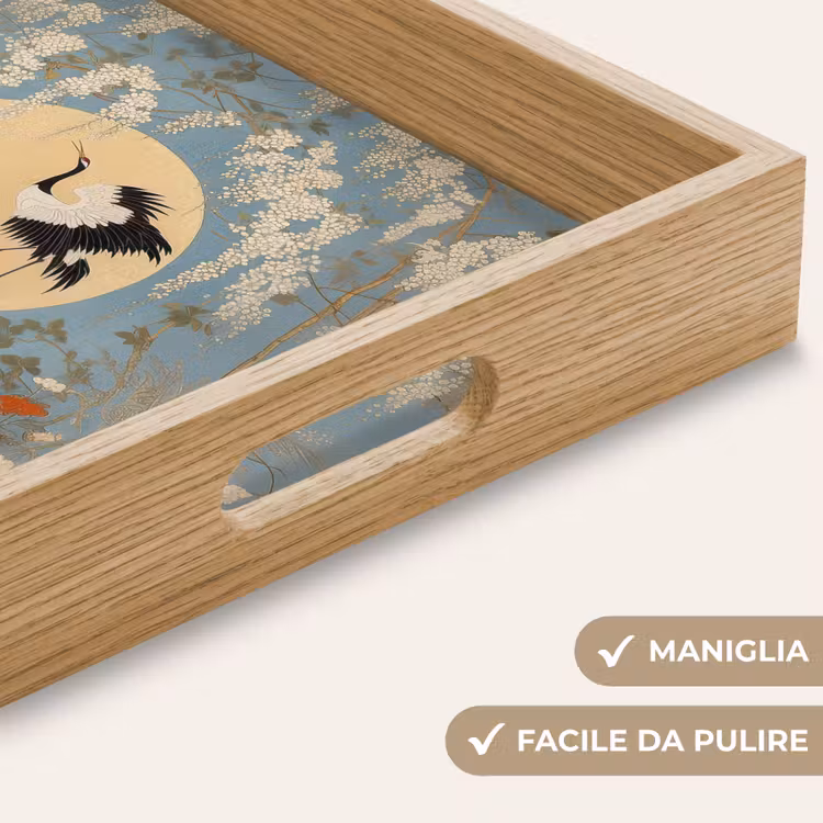 Vassoio - Gru - Luna - Fiori - Blu — 8
