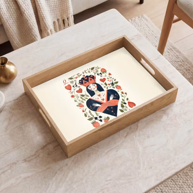 Vassoio - Carta da gioco - Regina di cuori - Fiori - Cuori — 2