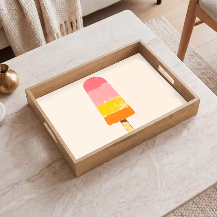 Vassoio - Gelato all'acqua - Retro - Stick - Rosa — 2