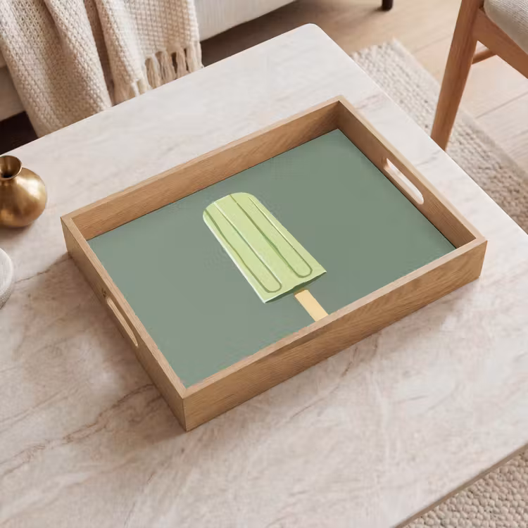 Vassoio - Verde - Gelato all'acqua - Bastoncino - Illustrazione — 2
