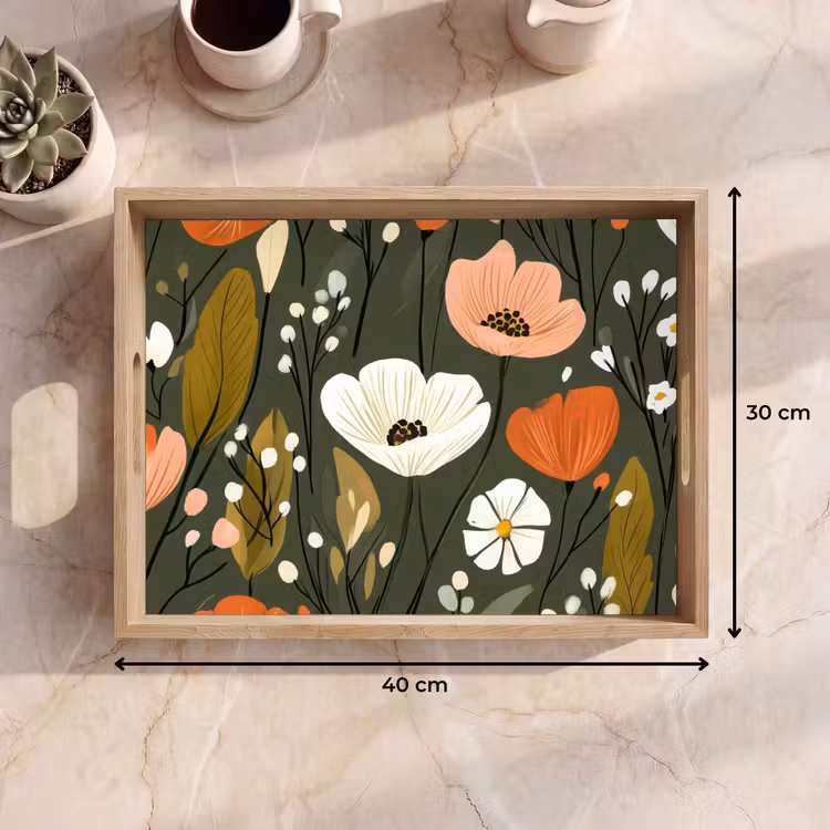 Vassoio - Fiori - Illustrazione - Verde — 7