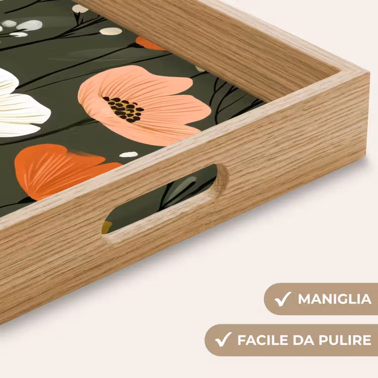 Vassoio - Fiori - Illustrazione - Verde — 8