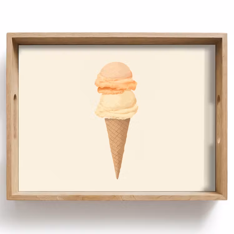 Vassoio - Minimalista - Paletta per gelato - Corno - Beige — 1